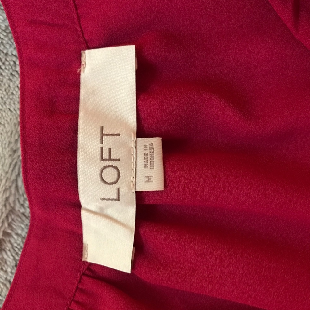 ♥️LOFT Women's Red Long-Sleeve Blouse - Picture 3 of 5